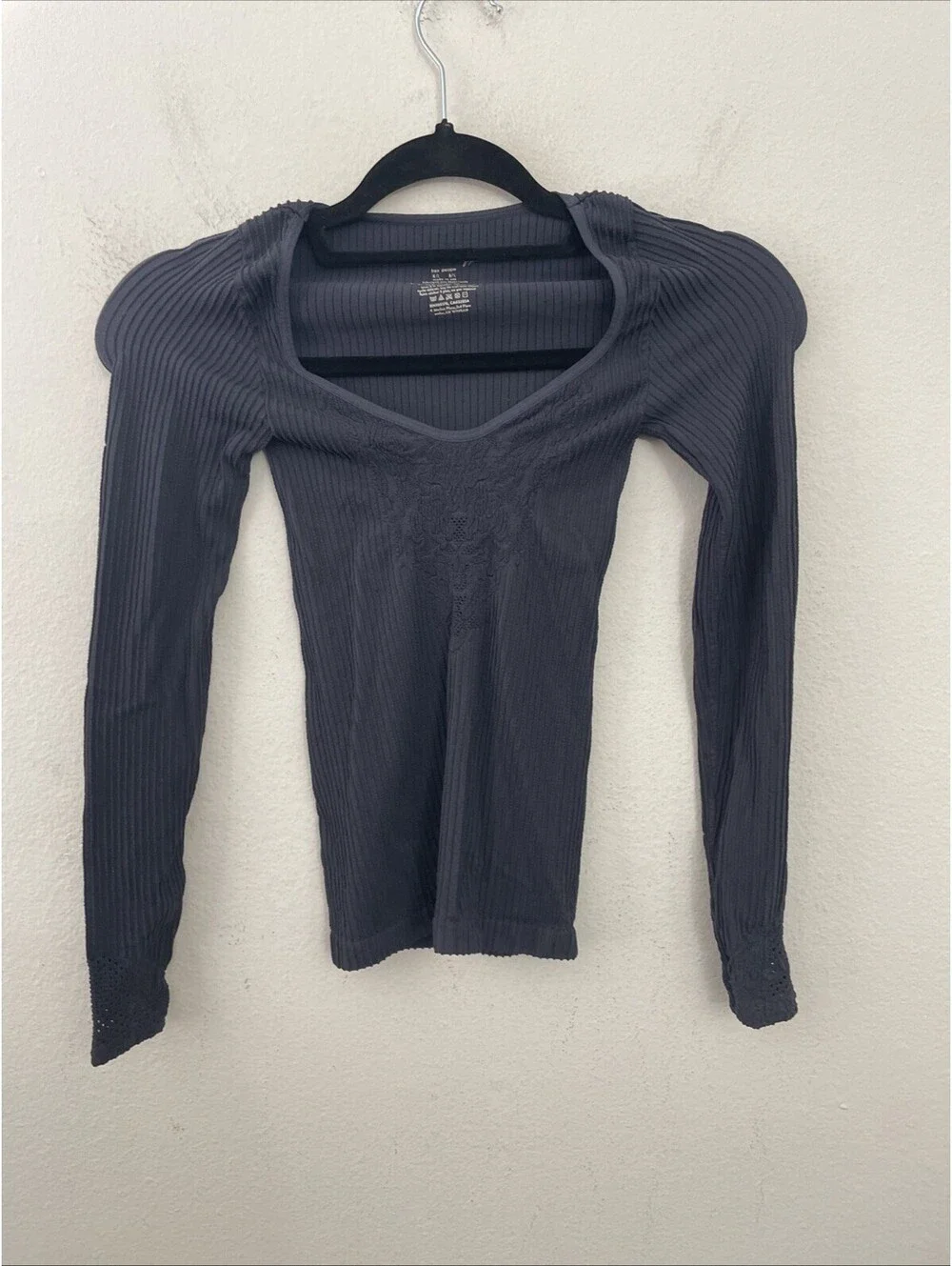 Free People Intimately   Dynamic Duo Long Sleeve gray  top  size M/L New
